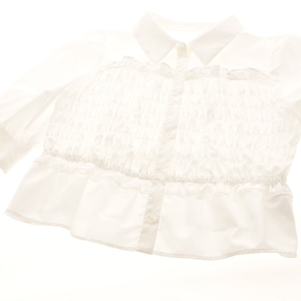 ■ JILL by JILL STUART シャーリングブラウス ビスチェ風 半袖 ショート丈 トップス フロントボタン レディース FR (フリーサイズ) 白