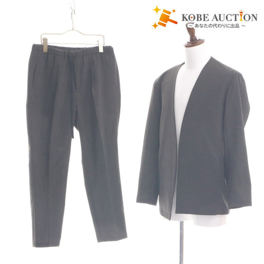■ ADAM ET ROPÉ ノーカラージャケット イージーパンツ セットアップ イージーケア 長袖 アウター ボトムス メンズ M ダークグレー系