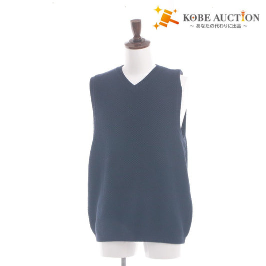 ■ Beams BEAMS Knitted Vest Top Acrylic Cotton Pique Knit Loose Fit Men's M Navy