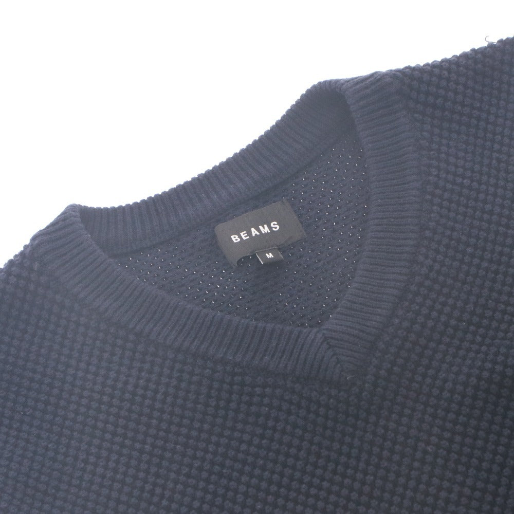 ■ ビームス BEAMS ニットベスト トップス アクリル コットン 鹿の子編み ルーズフィット メンズ M ネイビー
