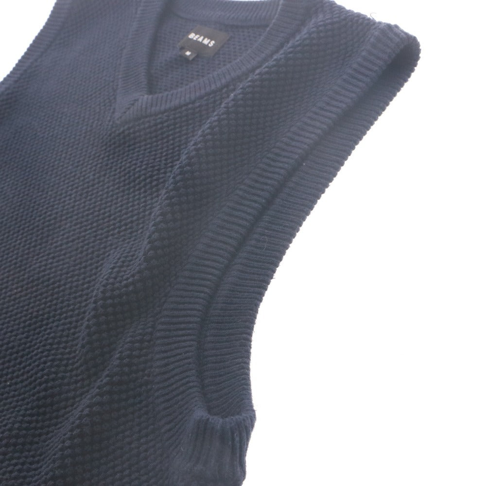■ ビームス BEAMS ニットベスト トップス アクリル コットン 鹿の子編み ルーズフィット メンズ M ネイビー