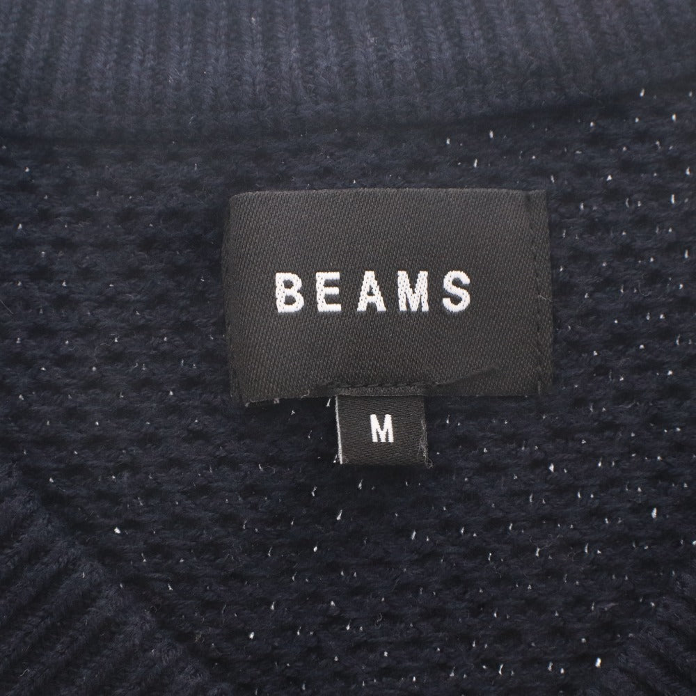 ■ ビームス BEAMS ニットベスト トップス アクリル コットン 鹿の子編み ルーズフィット メンズ M ネイビー