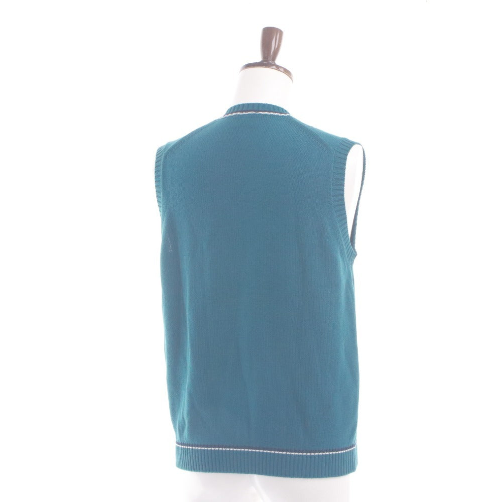 ■ Lacoste LACOSTE Knit Vest Top Cable V-neck Made in Japan Men's (S equivalent) Blue-Green