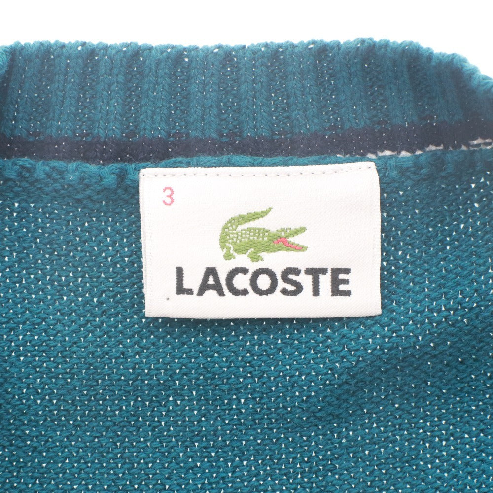 ■ Lacoste LACOSTE Knit Vest Top Cable V-neck Made in Japan Men's (S equivalent) Blue-Green
