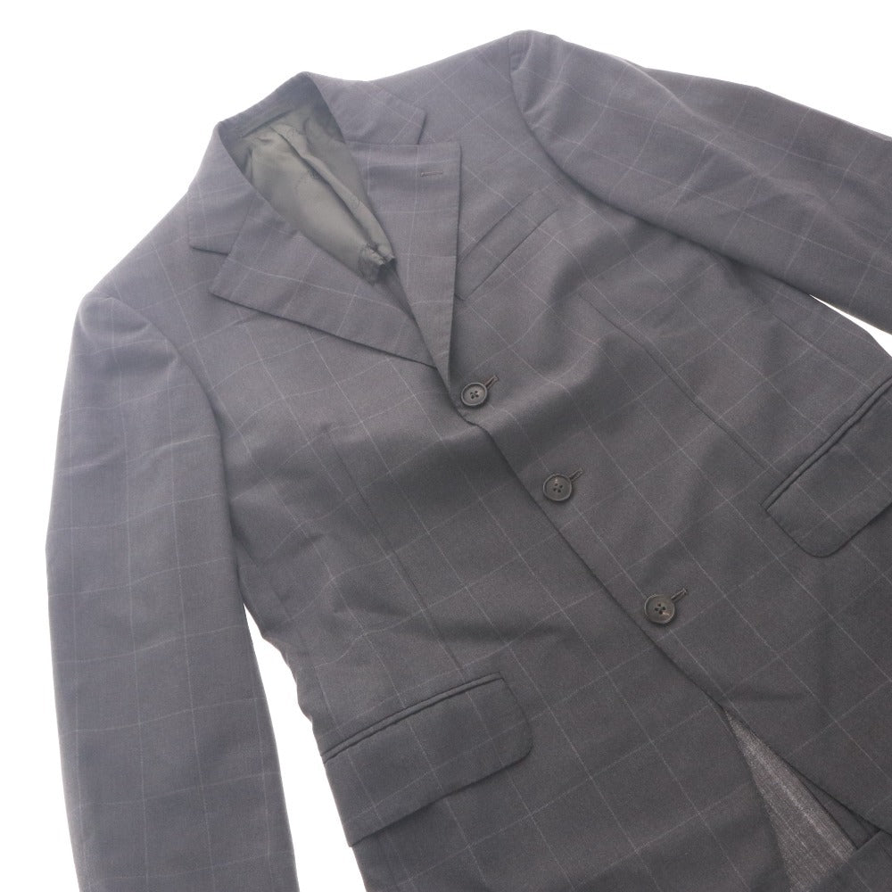 ■ BARNEYS NEW YORK Suit Bespoke Belvest Setup Windowpane Check Men's 44 (S equivalent) Gray