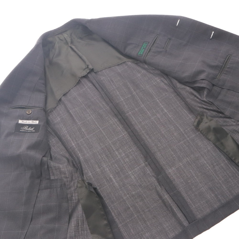 ■ BARNEYS NEW YORK Suit Bespoke Belvest Setup Windowpane Check Men's 44 (S equivalent) Gray