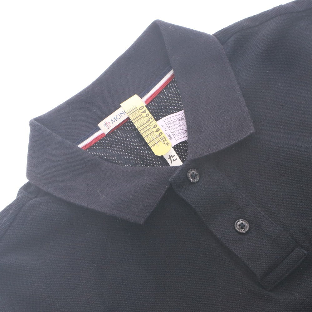■ MONCLER Polo Shirt Short Sleeve Top Large Patch Big Logo Patch Men's S Navy