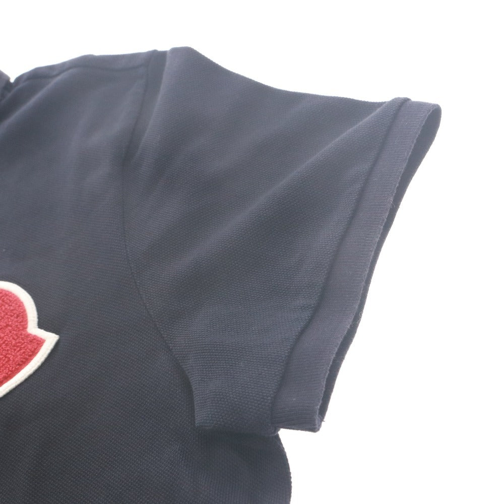 ■ MONCLER Polo Shirt Short Sleeve Top Large Patch Big Logo Patch Men's S Navy