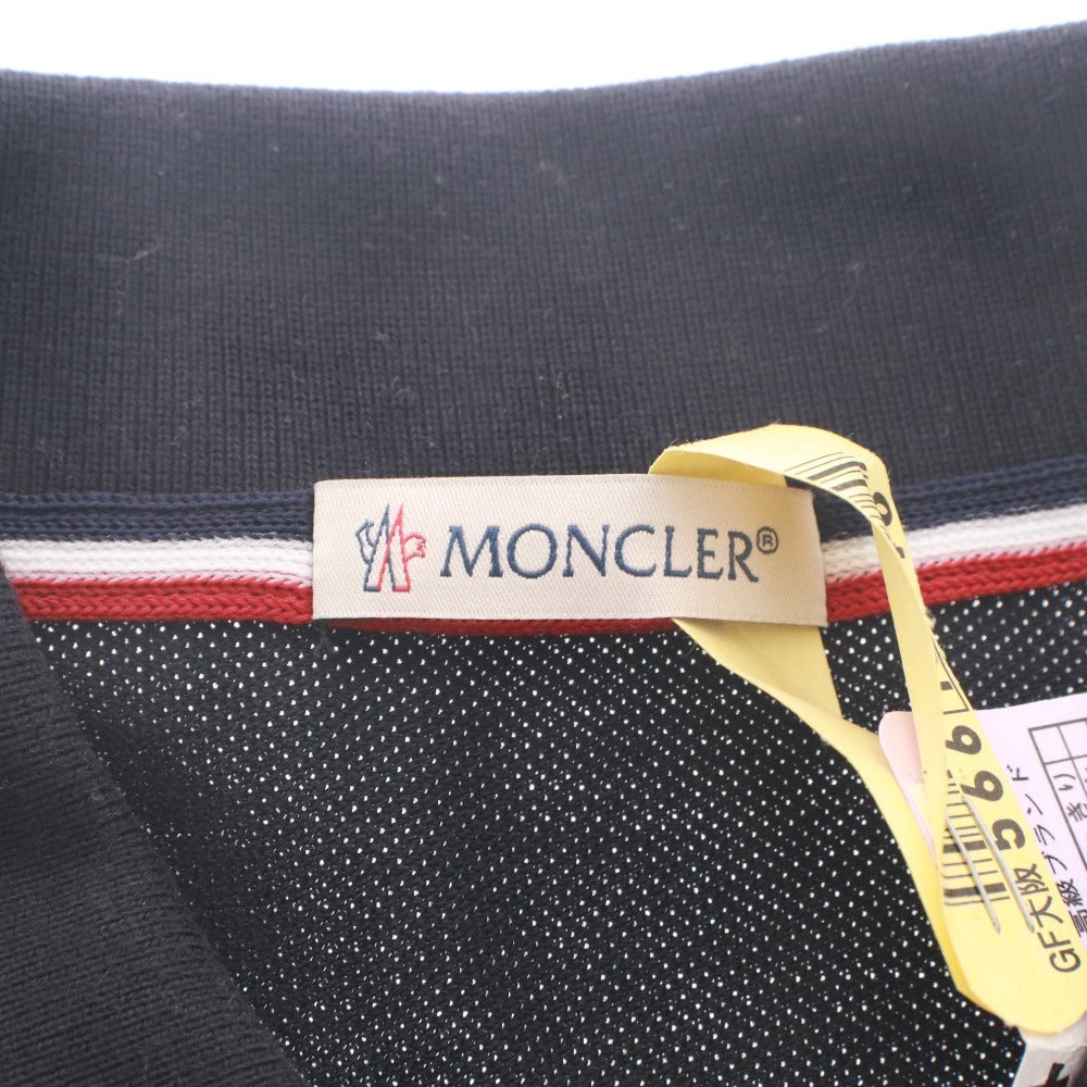 ■ MONCLER Polo Shirt Short Sleeve Top Large Patch Big Logo Patch Men's S Navy