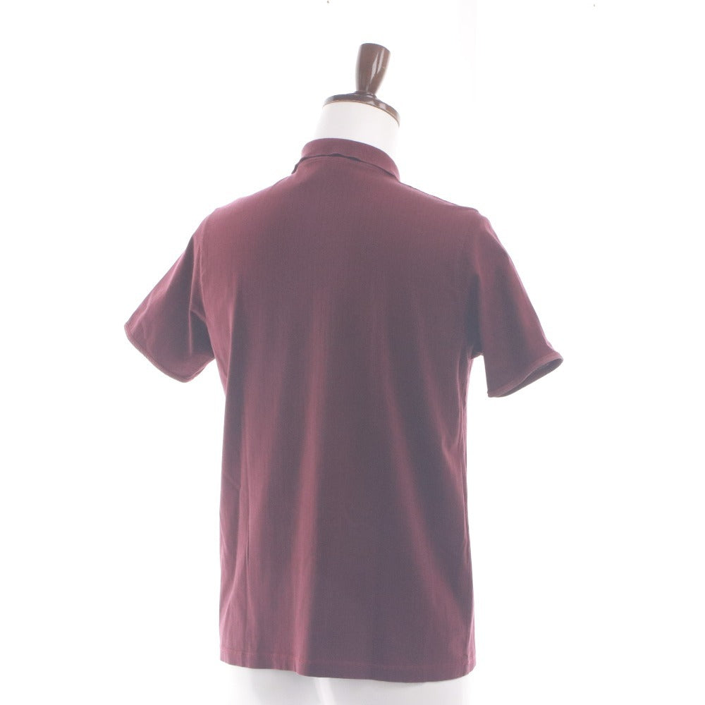 ■ PRADA Polo Shirt Short Sleeve Top Plain 100% Cotton Made in Italy Men's L Bordeaux