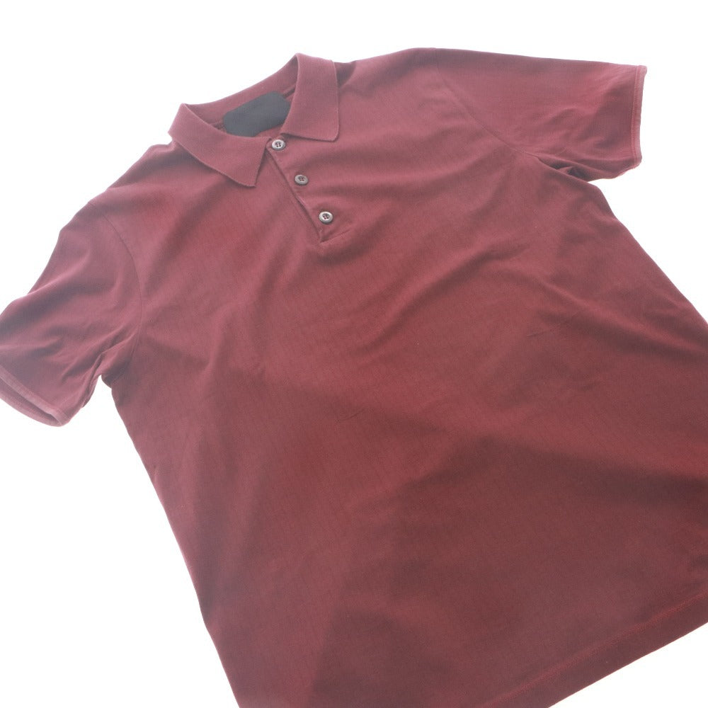 ■ PRADA Polo Shirt Short Sleeve Top Plain 100% Cotton Made in Italy Men's L Bordeaux