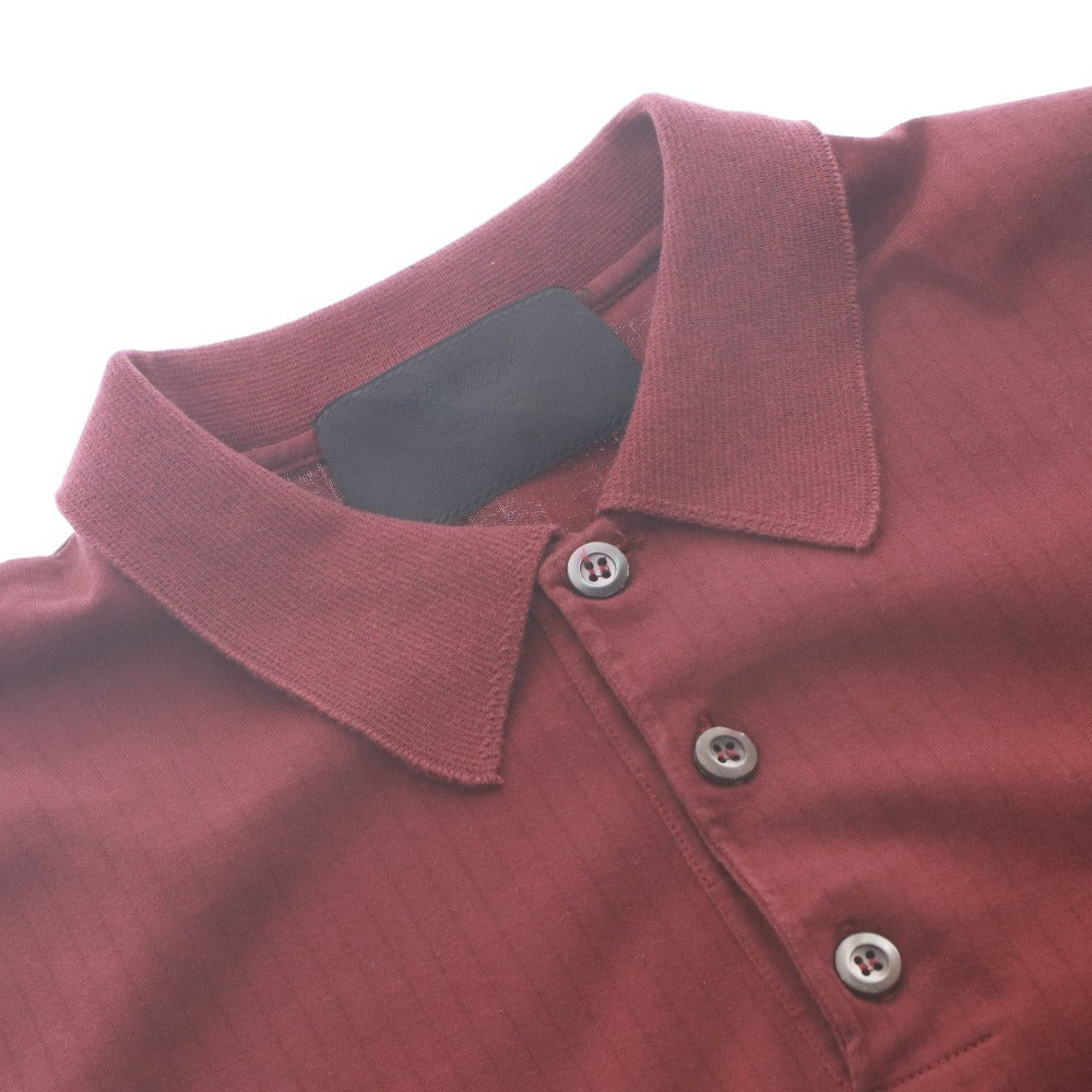 ■ PRADA Polo Shirt Short Sleeve Top Plain 100% Cotton Made in Italy Men's L Bordeaux