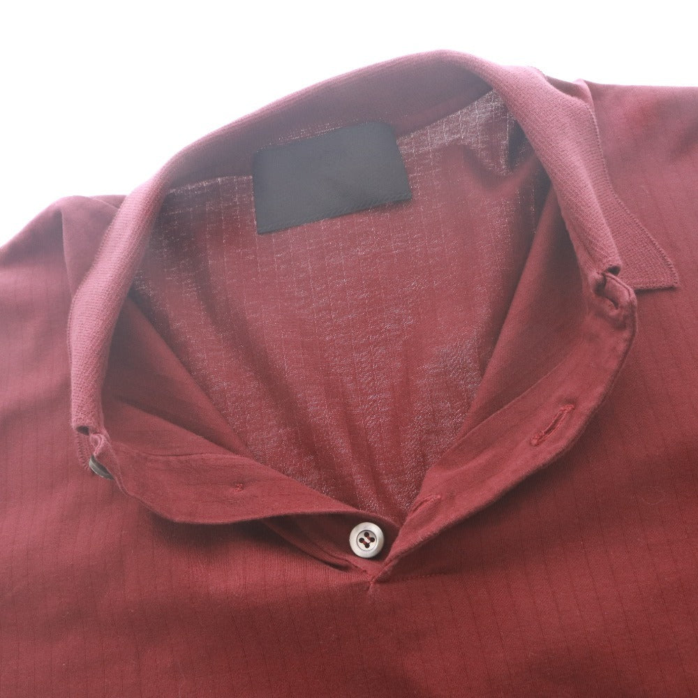 ■ PRADA Polo Shirt Short Sleeve Top Plain 100% Cotton Made in Italy Men's L Bordeaux
