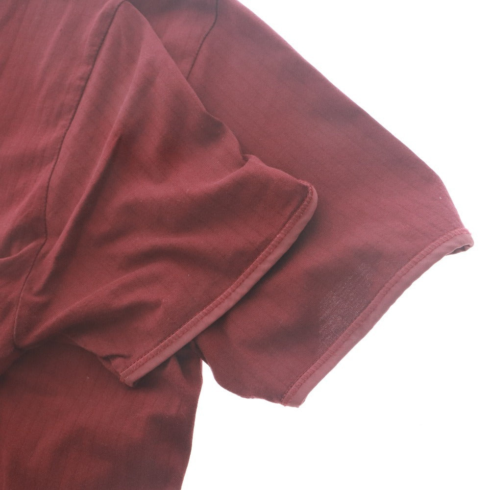 ■ PRADA Polo Shirt Short Sleeve Top Plain 100% Cotton Made in Italy Men's L Bordeaux
