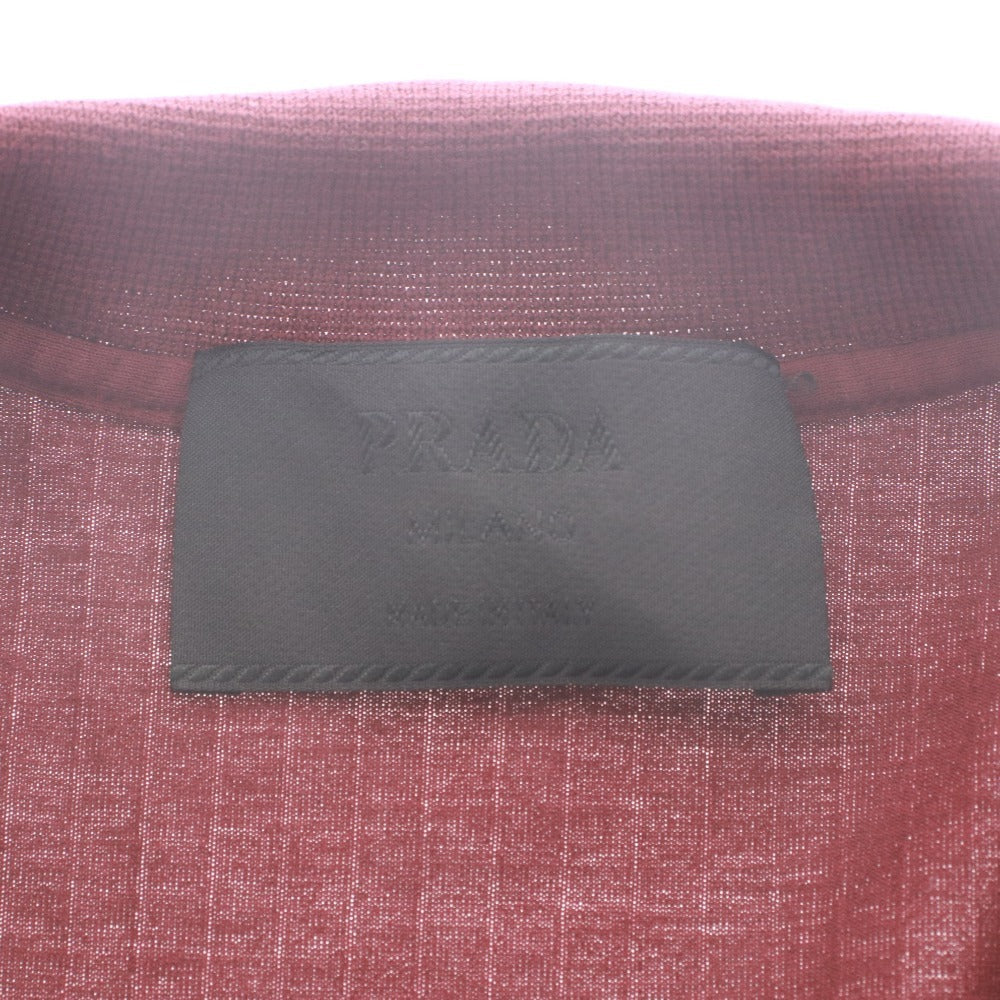 ■ PRADA Polo Shirt Short Sleeve Top Plain 100% Cotton Made in Italy Men's L Bordeaux