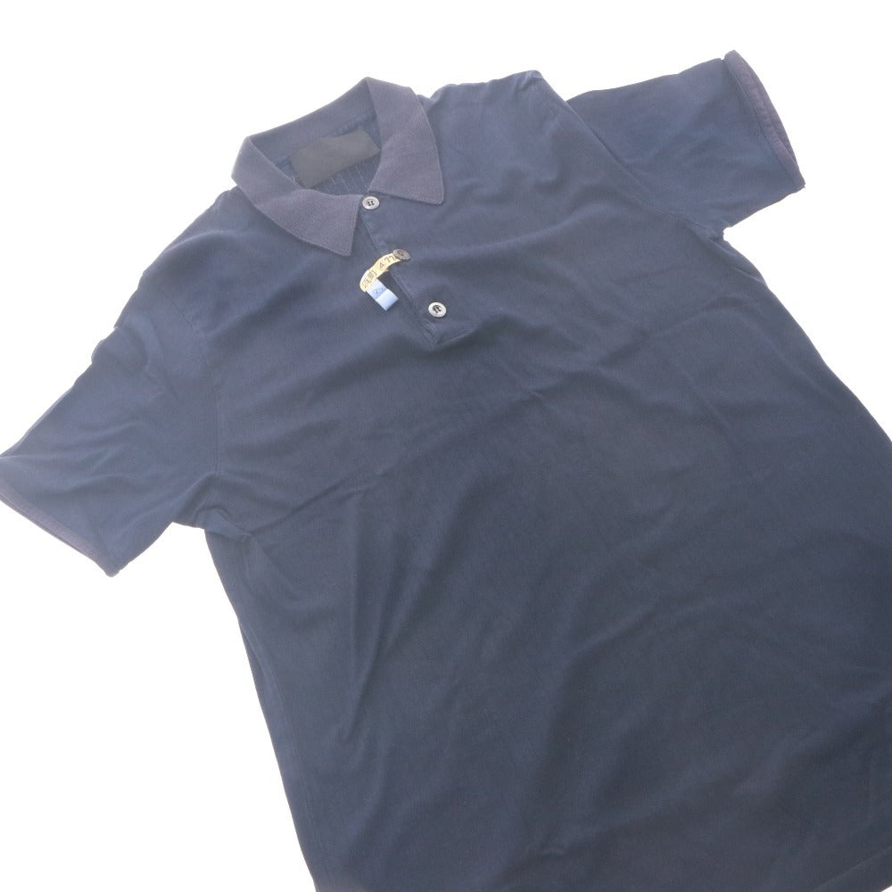 ■ Prada PRADA Polo Shirt Short Sleeve Top Solid 100% Cotton Made in Italy Men's M Navy