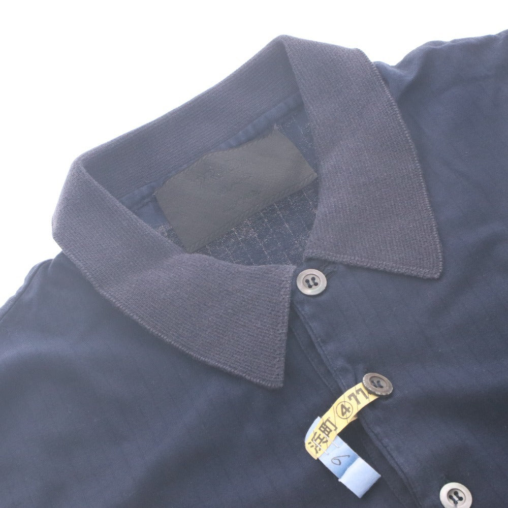 ■ Prada PRADA Polo Shirt Short Sleeve Top Solid 100% Cotton Made in Italy Men's M Navy
