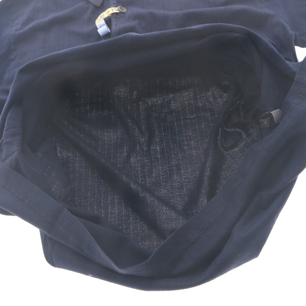 ■ Prada PRADA Polo Shirt Short Sleeve Top Solid 100% Cotton Made in Italy Men's M Navy