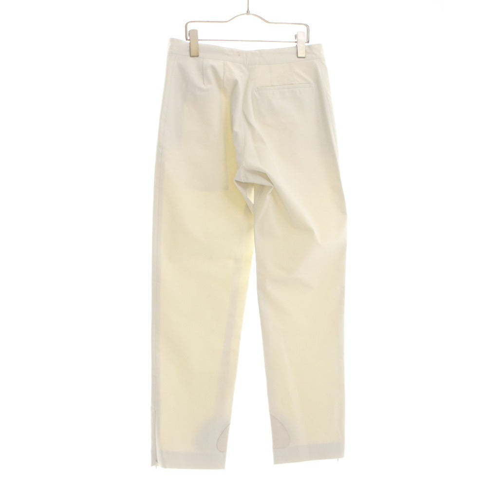 □ プラダ PRADA パンツ ボトムス レザーパッチ 異素材 本革 裾ジップ