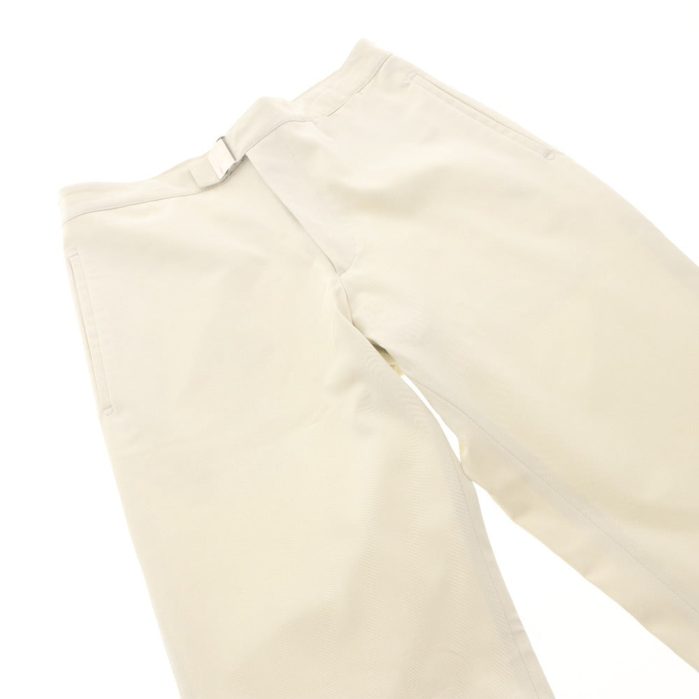 □ プラダ PRADA パンツ ボトムス レザーパッチ 異素材 本革 裾ジップ