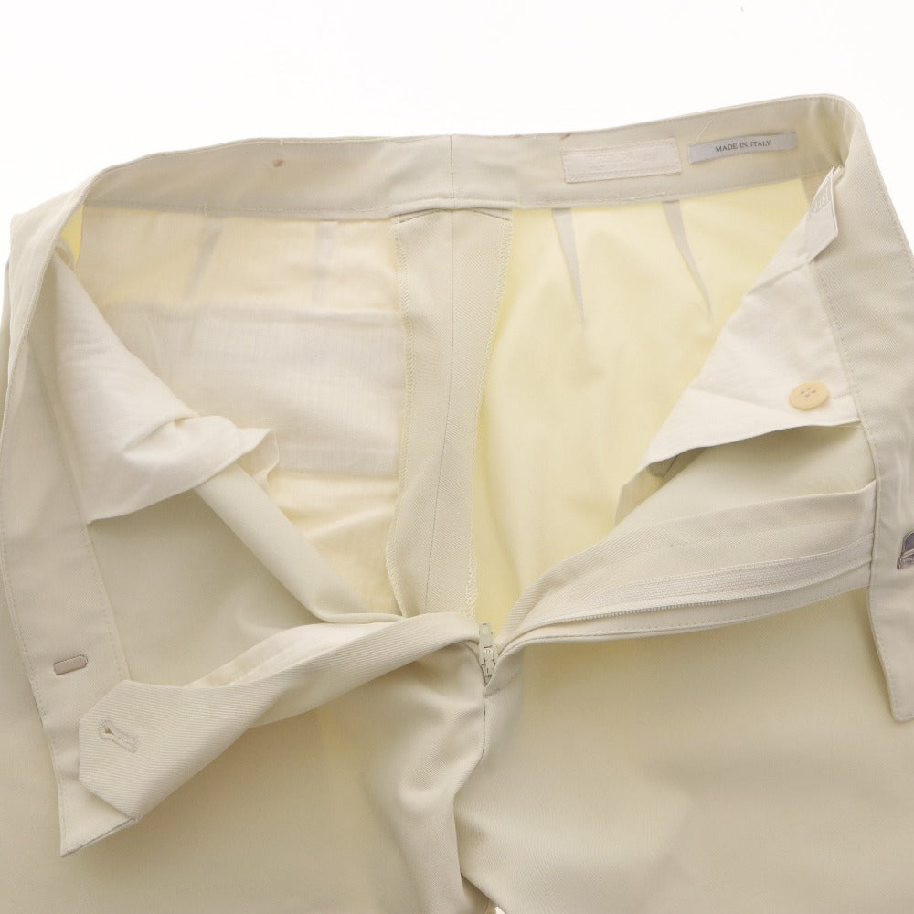 ■ PRADA Pants Bottoms Leather Patch Mixed Material Genuine Leather Hem Zip Men's 48 (M~L) Ivory