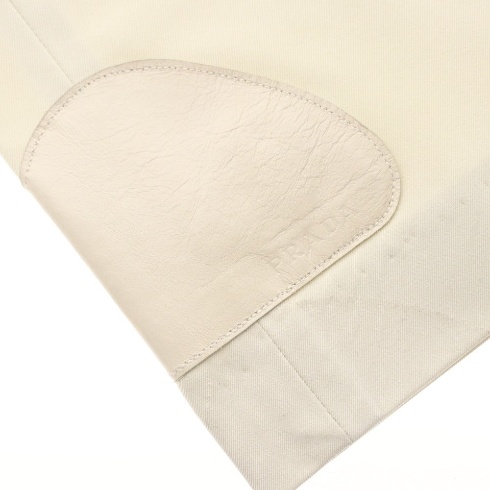 ■ PRADA Pants Bottoms Leather Patch Mixed Material Genuine Leather Hem Zip Men's 48 (M~L) Ivory