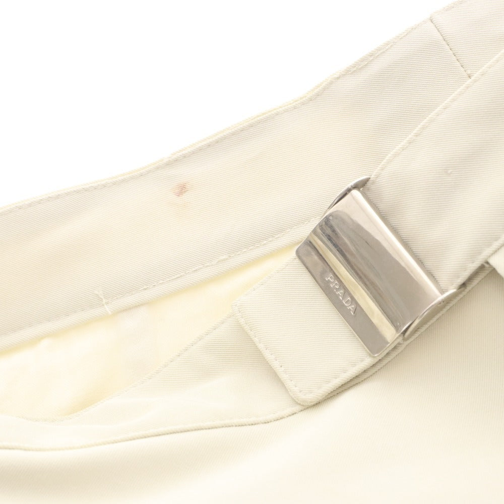 ■ PRADA Pants Bottoms Leather Patch Mixed Material Genuine Leather Hem Zip Men's 48 (M~L) Ivory