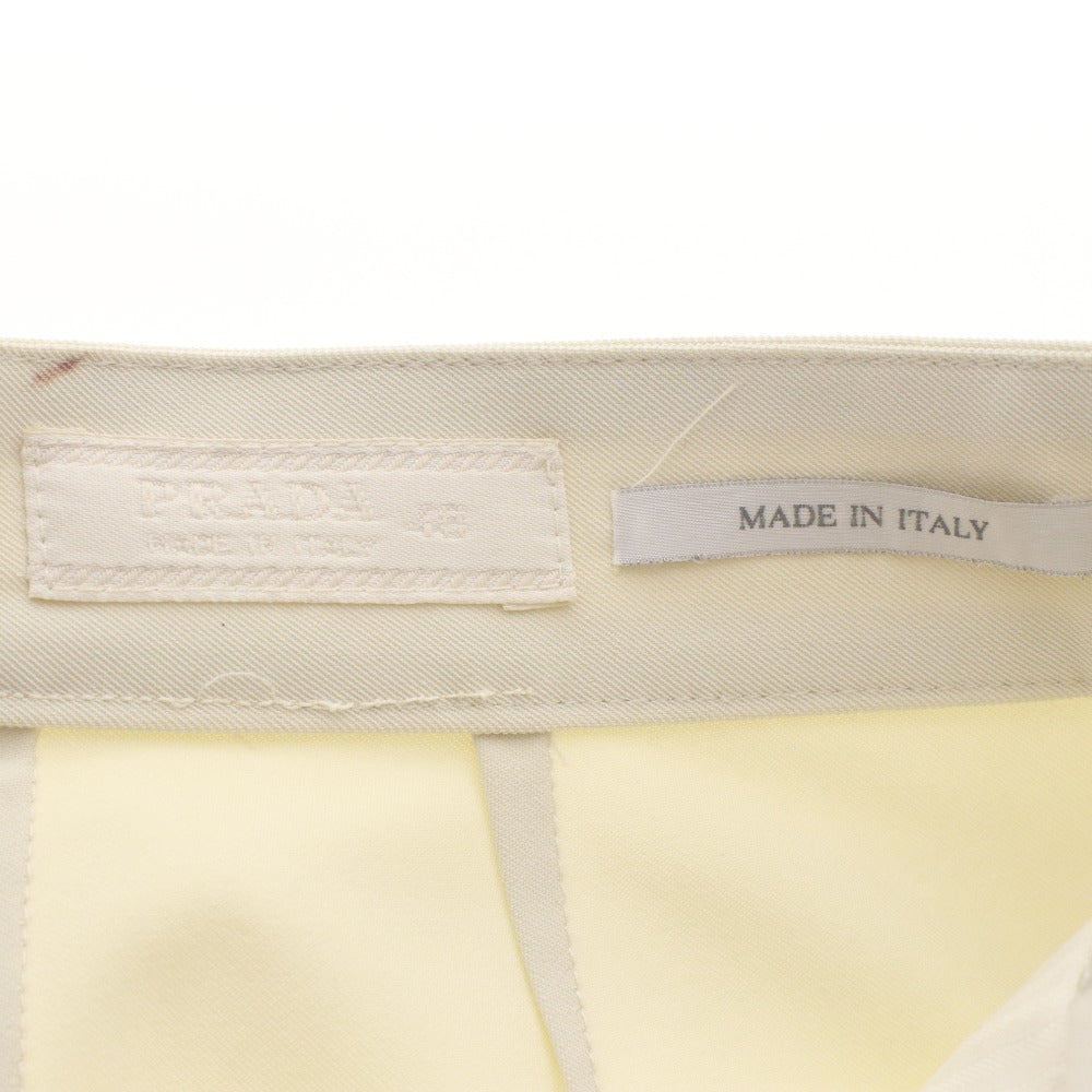 ■ PRADA Pants Bottoms Leather Patch Mixed Material Genuine Leather Hem Zip Men's 48 (M~L) Ivory