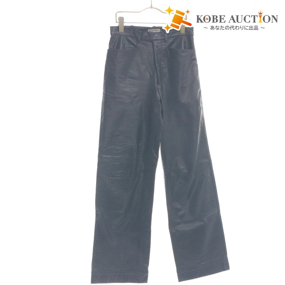 ■ Emporio Armani Leather Pants Bottoms Leather Calfskin Men's 44 (Equivalent to S size) Black