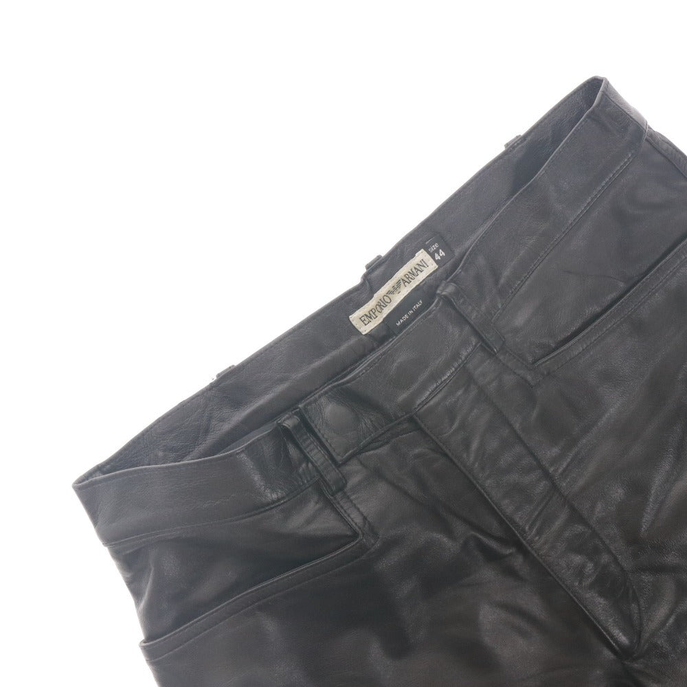 ■ Emporio Armani Leather Pants Bottoms Leather Calfskin Men's 44 (Equivalent to S size) Black