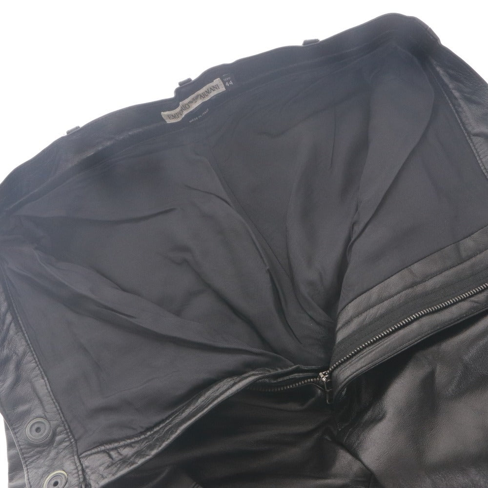 ■ Emporio Armani Leather Pants Bottoms Leather Calfskin Men's 44 (Equivalent to S size) Black