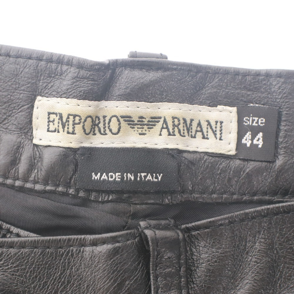 ■ Emporio Armani Leather Pants Bottoms Leather Calfskin Men's 44 (Equivalent to S size) Black