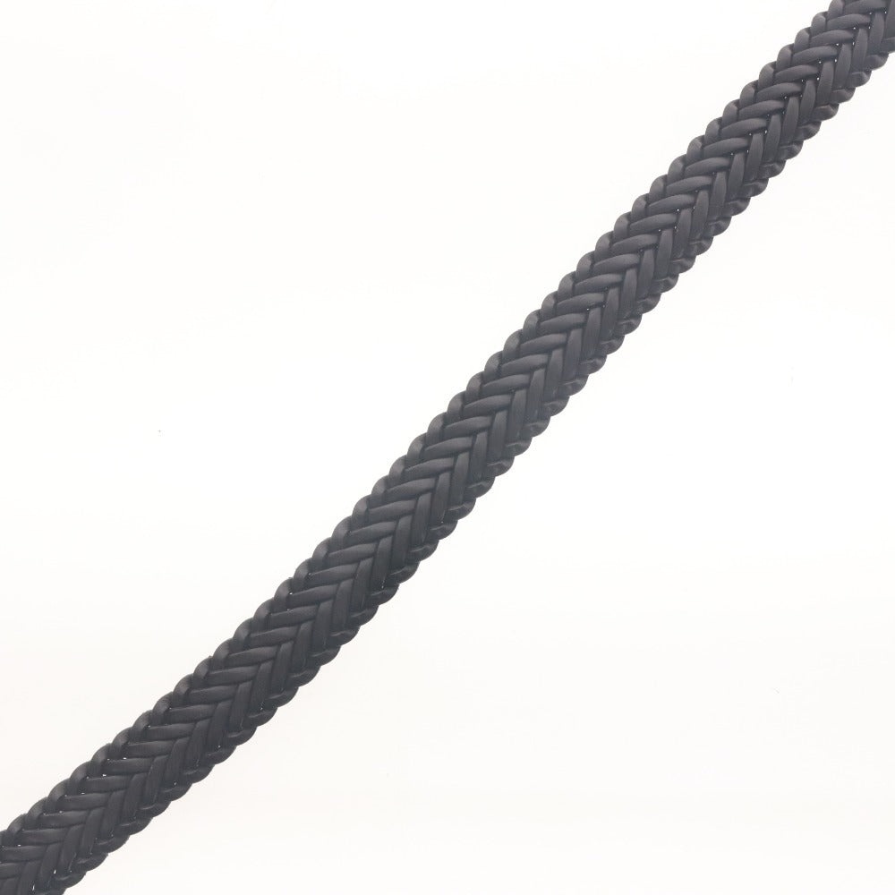 ■ Paul Stuart Belt Bridle Leather Cowhide Intrecciato Mesh Men's 48 Dark Brown