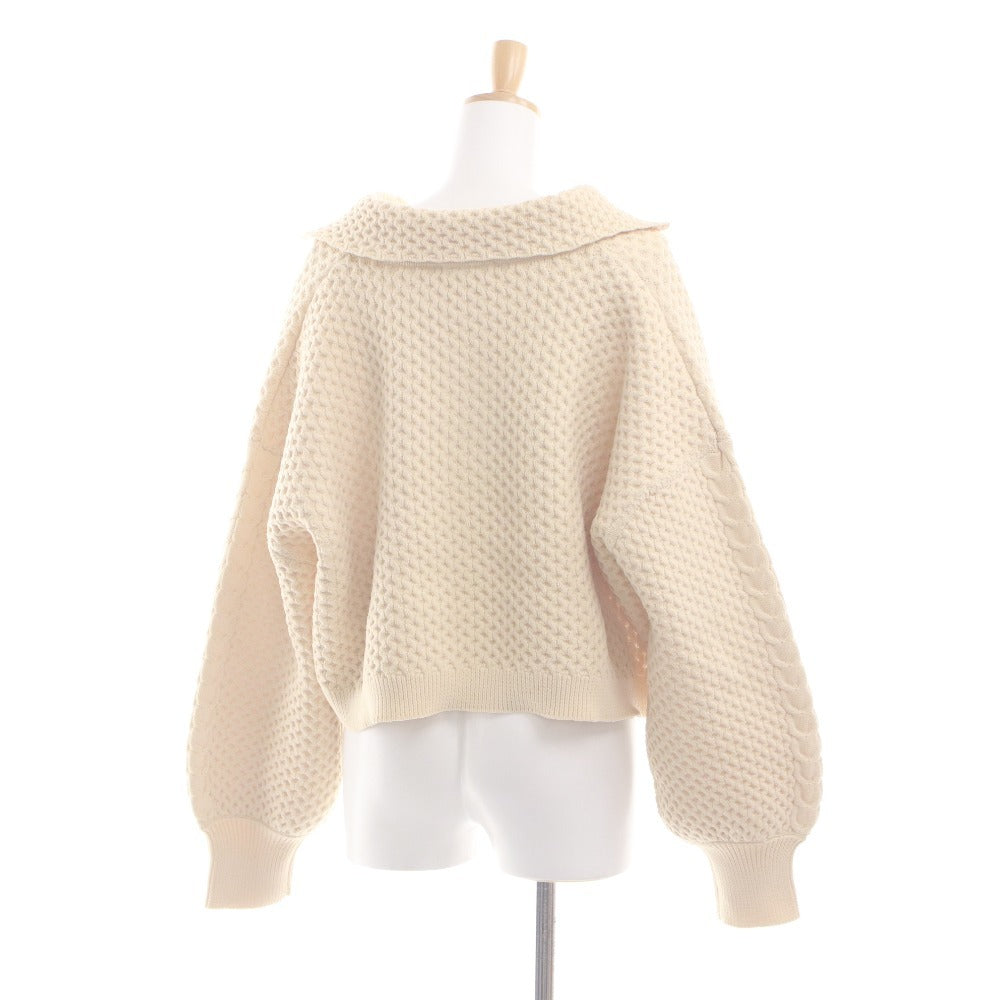 ■ manon Sweater Long Sleeve Top Skipper Cable Knit Pullover Collar Short Length Women's 0 (Free) Ivory Unused