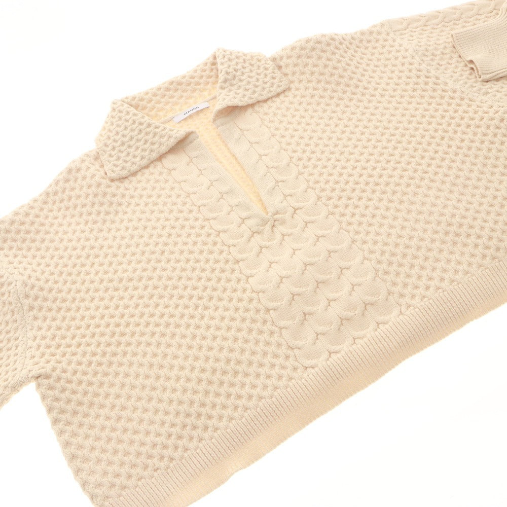 ■ manon Sweater Long Sleeve Top Skipper Cable Knit Pullover Collar Short Length Women's 0 (Free) Ivory Unused