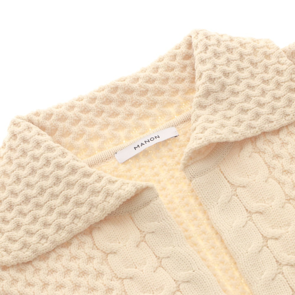 ■ manon Sweater Long Sleeve Top Skipper Cable Knit Pullover Collar Short Length Women's 0 (Free) Ivory Unused