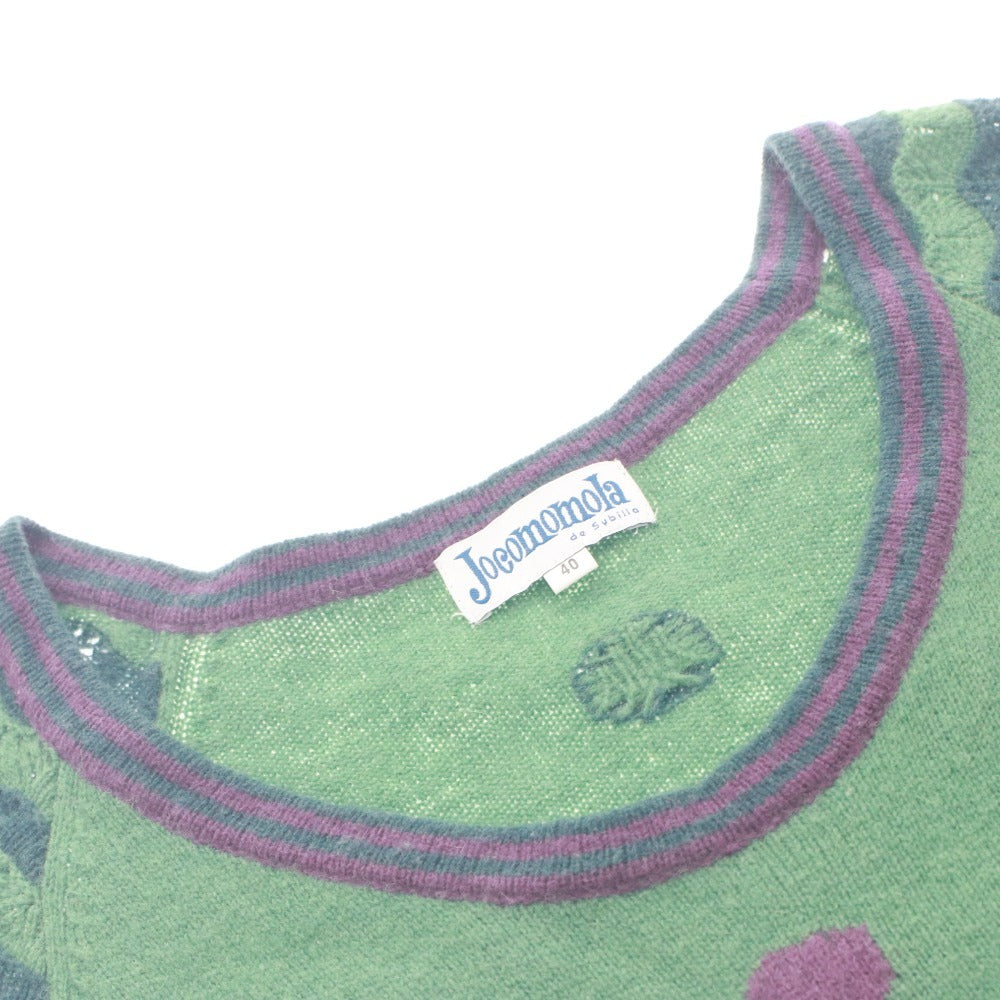 ■ Jocomomola by Sybilla Knit Dress Short Sleeve Tunic Polka Dot Pattern Women's 40 (L equivalent) Dark Green