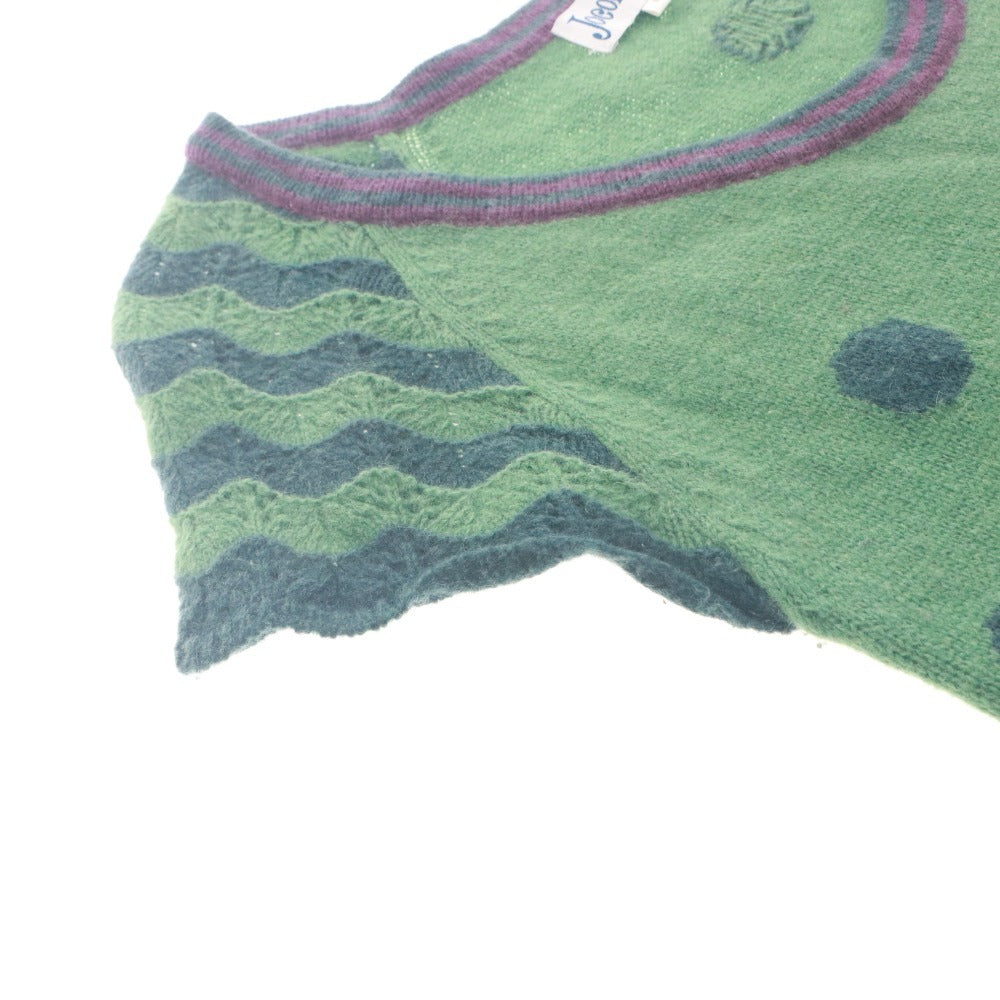 ■ Jocomomola by Sybilla Knit Dress Short Sleeve Tunic Polka Dot Pattern Women's 40 (L equivalent) Dark Green