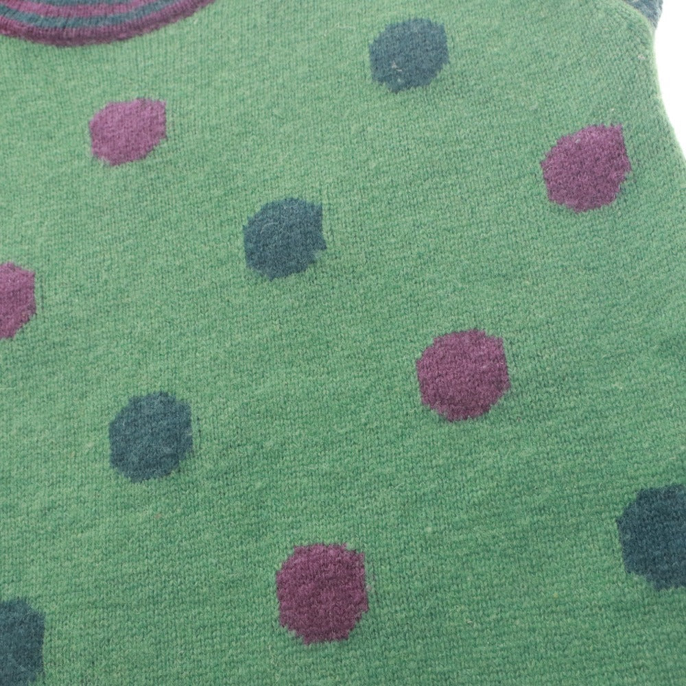 ■ Jocomomola by Sybilla Knit Dress Short Sleeve Tunic Polka Dot Pattern Women's 40 (L equivalent) Dark Green