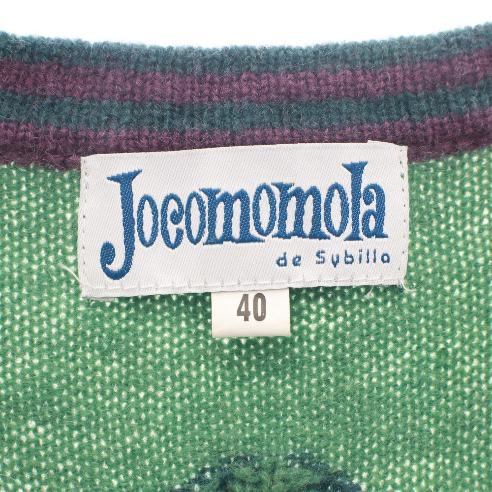 ■ Jocomomola by Sybilla Knit Dress Short Sleeve Tunic Polka Dot Pattern Women's 40 (L equivalent) Dark Green