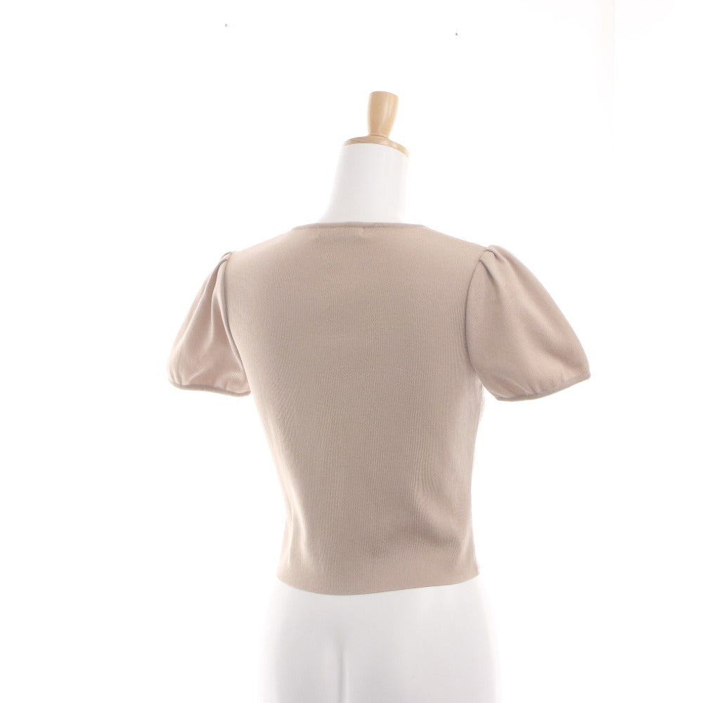 ■ Rene Cardigan Short Sleeve Top Outer Knit Pearl Zipper Made in Japan Women's 34 (S equivalent) Light Beige