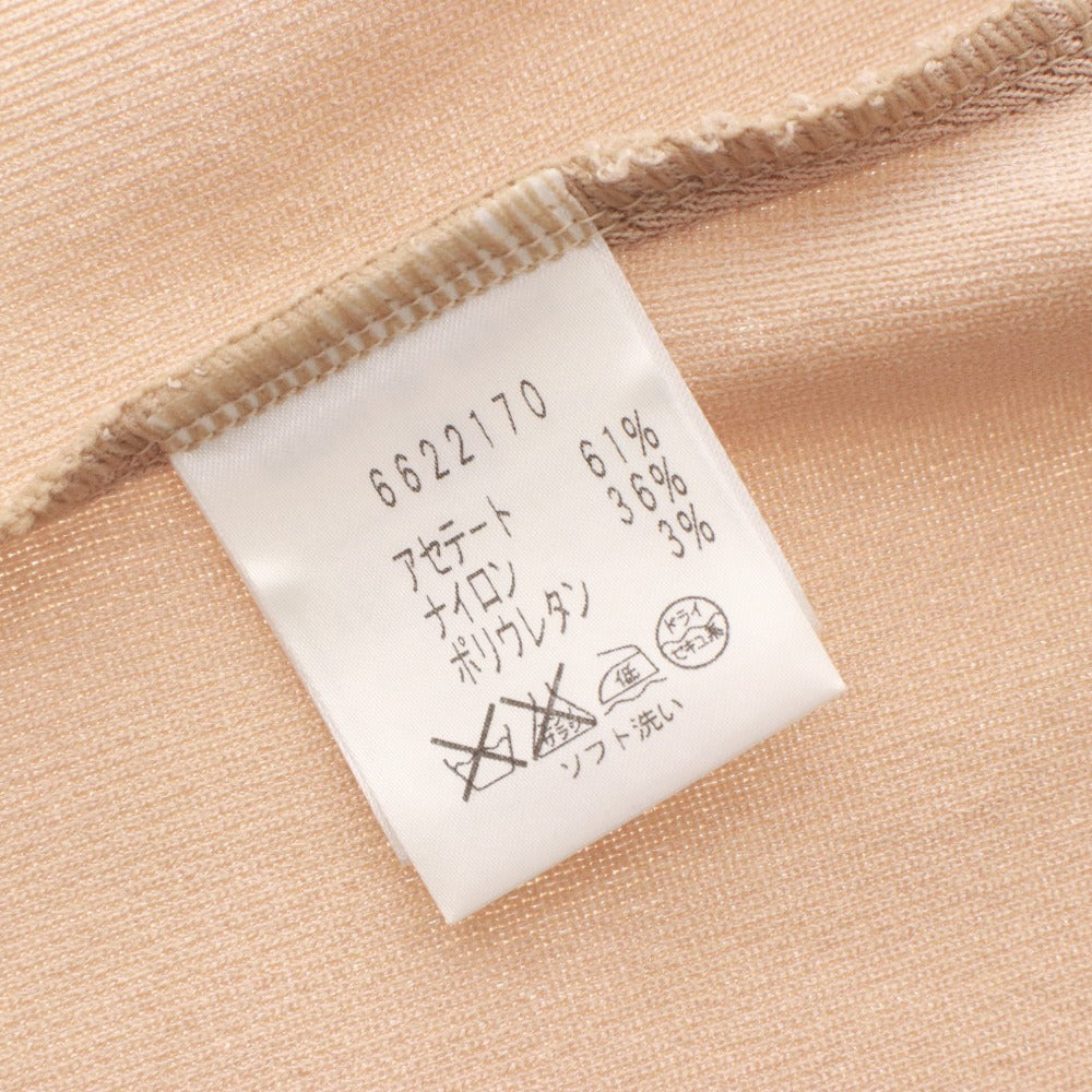 ■ Rene Cardigan Short Sleeve Top Outer Knit Pearl Zipper Made in Japan Women's 34 (S equivalent) Light Beige