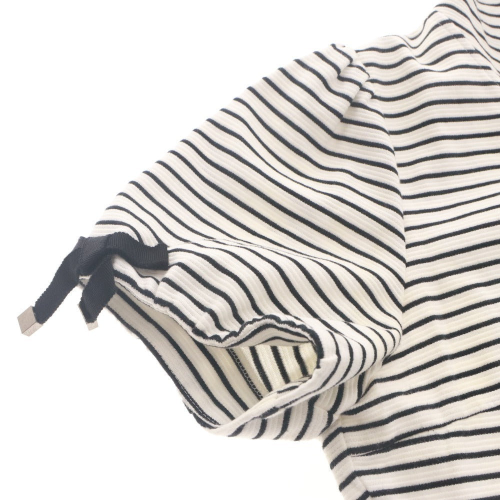 ■ Rene Relax Hoodie Half Sleeve Top Outer Knit Hoodie Zip-up Border Pattern Made in Japan Women's 38 (L equivalent) Black and White