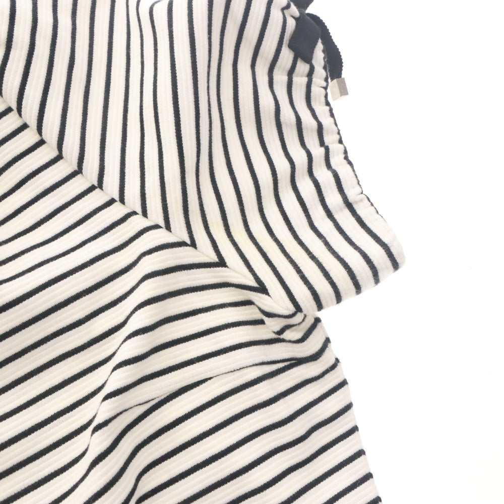 ■ Rene Relax Hoodie Half Sleeve Top Outer Knit Hoodie Zip-up Border Pattern Made in Japan Women's 38 (L equivalent) Black and White