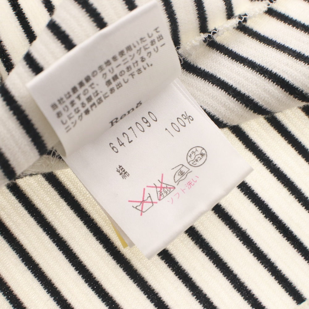 ■ Rene Relax Hoodie Half Sleeve Top Outer Knit Hoodie Zip-up Border Pattern Made in Japan Women's 38 (L equivalent) Black and White