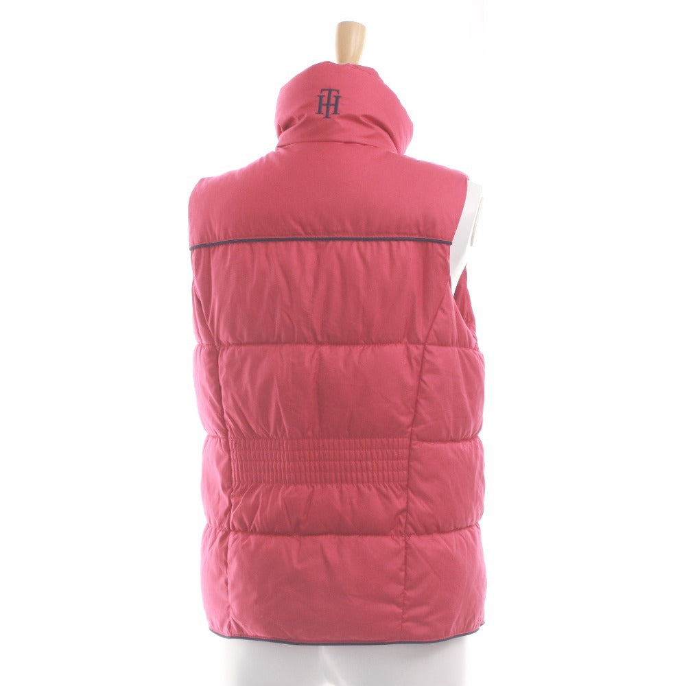 ■ TOMMY HILFIGER Down Vest Sleeveless Outer Jacket Collar Button Zip-up Logo Embroidery Women's M Red