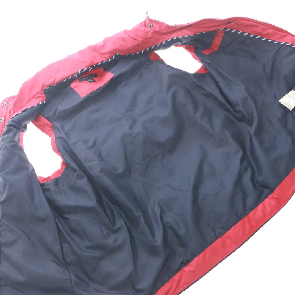 ■ TOMMY HILFIGER Down Vest Sleeveless Outer Jacket Collar Button Zip-up Logo Embroidery Women's M Red