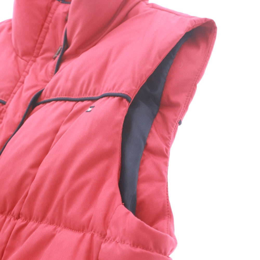 ■ TOMMY HILFIGER Down Vest Sleeveless Outer Jacket Collar Button Zip-up Logo Embroidery Women's M Red