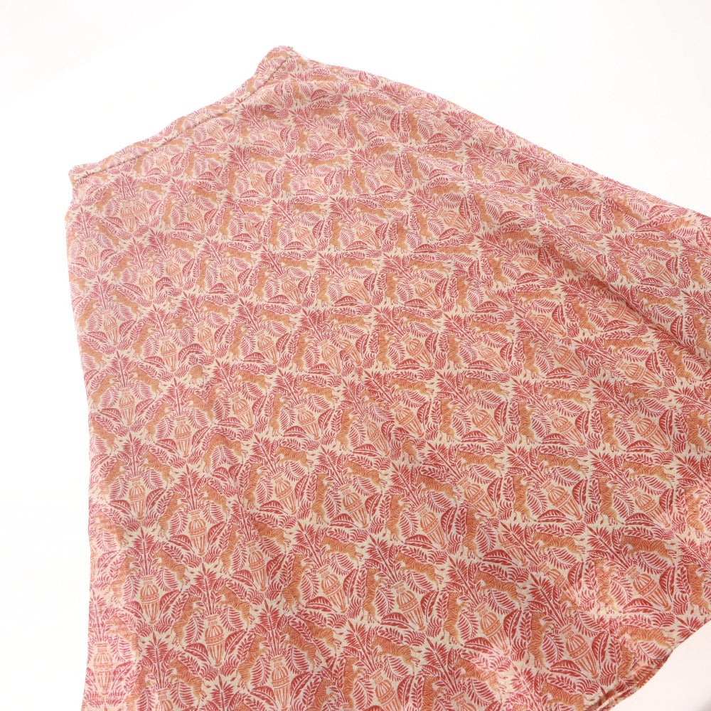 ■ MICHEL KLEIN Flared Skirt, Long Bottoms, Animal and Floral All-Over Print, Made in Japan, Women's 38 (M equivalent), Red, Orange, Beige, etc.