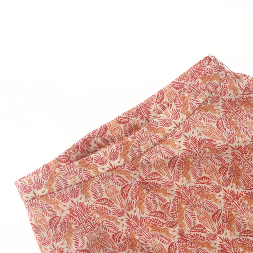 ■ MICHEL KLEIN Flared Skirt, Long Bottoms, Animal and Floral All-Over Print, Made in Japan, Women's 38 (M equivalent), Red, Orange, Beige, etc.